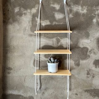 TẶNG ĐINH DÂY TREO TƯỜNG - Kệ Gỗ Treo 3 tầng Vintage Không cần khoan tường- TẶNG KÈM ĐINH ĐÓNG TƯỜNG  VÀ DÂY TREO