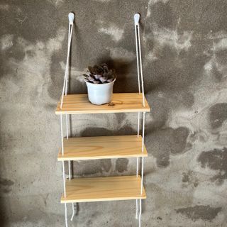 TẶNG ĐINH DÂY TREO TƯỜNG - Kệ Gỗ Treo 3 tầng Vintage Không cần khoan tường- TẶNG KÈM ĐINH ĐÓNG TƯỜNG  VÀ DÂY TREO