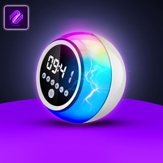 LOA BLUETOOTH MINI TRÒN LED RGB SIÊU ĐẸP P-12 THIẾT KẾ MẶT KÍNH HIỂN THỊ ĐỒNG HỒ DECOR SIÊU SANG TRỌNG LOA P12 Củ Loa Nghe Nhạc giá sỉ