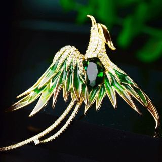 Ghim Cài Áo Hình Chim Phượng Hoàng Màu Xanh Lá Sang Trọng Cho Nam Nữ
