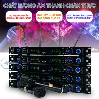 Micro Đầu Thu Lớn VM888 - Micro Không Dây Karaoke, 4 Râu Bắt Sóng Xa 50M Karaoke Hội Nghị Sân Khấu Gia Đình, Dùng Được Cho Tất Cả Loa Kéo