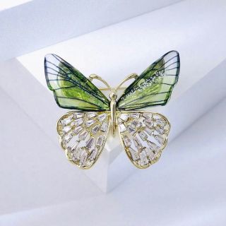 Ghim Cài Áo Hình Bươm Bướm xanh lá Phong Cách vintage Thanh Lịch Cho Nữ