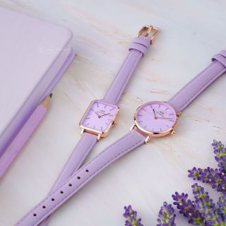 ĐỒNG HỒ DA NỮ CAO CẤP D.W TÍM CHỮ NHẬT