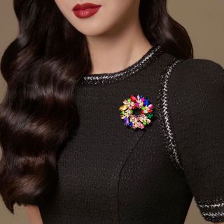 Ghim Cài Áo Vòng Nguyệt Quế Đính Đá Pha Lê Lấp Lánh Nhiều Màu Thời Trang Dành Cho Nam Nữ
