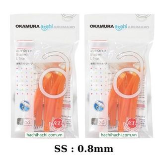 Bàn chải kẽ răng Okamura Asahi hình L 6 cái màu cam (SS) 0.8mm - Hachi Hachi Japan Shop giá sỉ