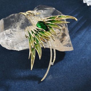 Ghim Cài Áo Hình Chim Phượng Hoàng Màu Xanh Lá Sang Trọng Cho Nam Nữ