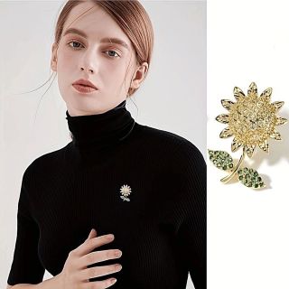 Pin Cài Áo Hình Hoa Hướng Dương Đính Đá Thời trang dành cho nam nữ