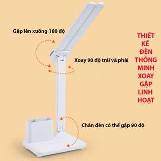 Đèn Học Để Bàn Gấp Gọn Tích Điện Chống Cận 3 Chế Độ Ánh Sáng Công Suất Lớn Tích Hợp Hộp Đựng Bút PT Smart