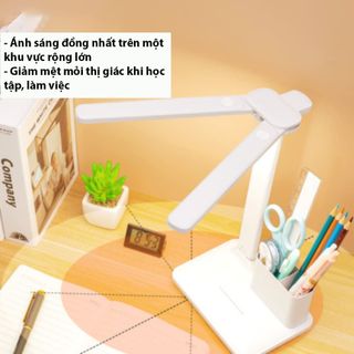 Đèn Học Để Bàn Gấp Gọn Tích Điện Chống Cận 3 Chế Độ Ánh Sáng Công Suất Lớn Tích Hợp Hộp Đựng Bút PT Smart