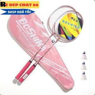 Bộ vợt cầu lông BOSHIKA giá rẻ Tặng 3 quả cầu nhựa, vợt cầu lông Boshika có vượt đánh đơn cho học sinh, nam nữ chơi thể thao giá sỉ