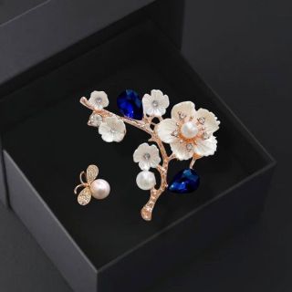 GHIM CÀI ÁO HÌNH CÀNH HOA ĐÍNH PHA LÊ KẾT HỢP NGỌC TRAI THỜI TRANG DÀNH CHO NỮ