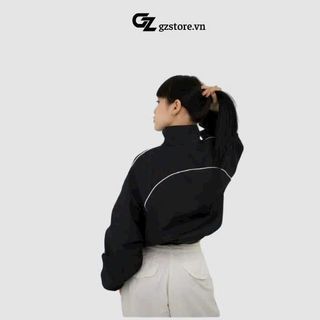 Áo khoác dù nữ phối mí, logo thêu, chất dù xịn 2 lớp croptop cánh dơi.hot trendd
