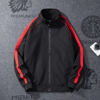Áo Khoác Dù Nam Nữ 2 Lớp Dây Kéo Phong Cách Hàn Quốc Phối 2 Sọc Tay Áo Siêu Hot Trend 2022