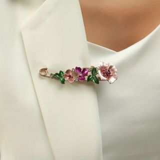 Ghim Cài Áo Hình Hoa Đính Đá Pha Lê Phong Cách vintage (màu hồng)