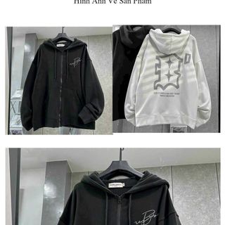 Áo khoác hoodie & sweater nam nữ kiểu dây kéo logo chữ B cực ngầu, ÁO có nón rộng thoải mái thời trang