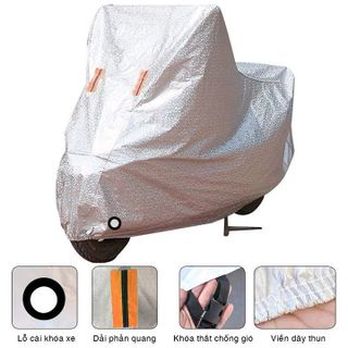 OXM1 - Bạt trùm che phủ xe máy chống nắng nóng mưa gió bụi bẩn loại dày chống thấm nước, kích thước to che được xe sh