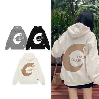 Áo Khoác Hoodies Nam Nữ Kiểu Tròng đầu Nón Lớn From Rộng In Nổi Chữ C ( calem club) Cá Tính Mẫu Mới Thời Trang Hót Trend