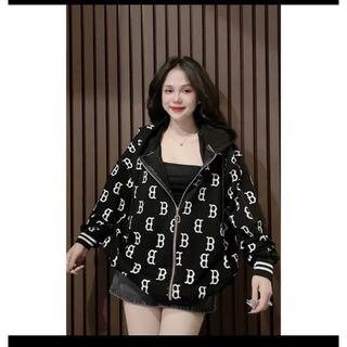 Áo Khoác Nỉ Nam Nữ Form Rộng Chất Liệu Nỉ Mềm Mịn Dày Dặn Họa Tiết Chữ B Phối Khóa Kéo Có Nón Chống Nắng Chống GIó