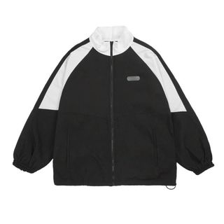 Áo Khoác Jacker Dù Nam Nữ MBC Windbreaker Phối Đen Trắng Form Rộng Khóa Kéo Unisex