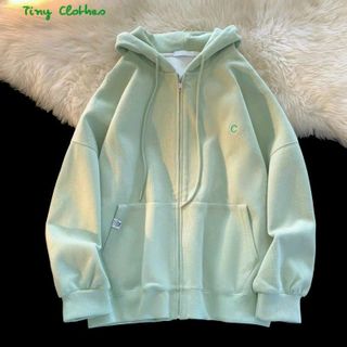 Áo Khoác Nỉ Hoodie Nữ Khóa ZIP Chữ C Chất Nỉ Bông Ulzzang Có Mũ Trùm Đầu 2 Lớp Cực Rộng Hàng Đẹp Cực Xinh