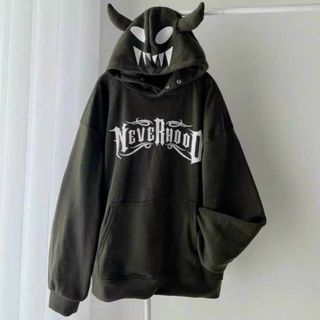 Áo Khoác Hoodie Nỉ Bông Phối Nón Có Sừng Nam nữ unisex/Áo hoodie có mũ cổ cúc bấm form rộng thời trang
