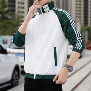 Áo Khoác Dù Nam Nữ 2 Lớp Dây Kéo Phong Cách Hàn Quốc Phối 3 Sọc Tay Áo Siêu Hot Trend 2022