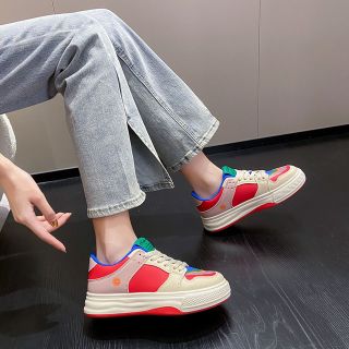 Giày Thể Thao Nữ Phong Cách Hàn Quốc, Phối Màu Siêu Đẹp, Chất Liệu Đế Cao Su Non, Da Cao Cấp Hot Trend
