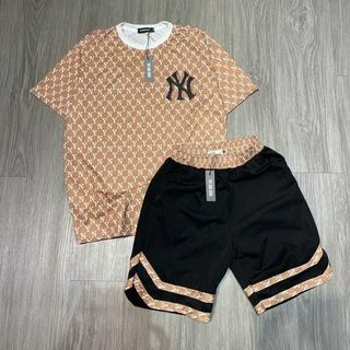 Đồ Bộ Thể Thao - Set Bộ Đồ Nam In Chữ Logo NY Thun Lạnh Cotton Tay Ngắn + Quần Short