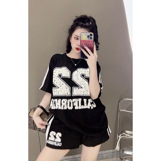 BỘ ĐỒ ĐÙI THUN COTTON NỮ IN SỐ 22 SIÊU CHẤT PHONG CÁCH THOẢI MÁI HOT TREND
