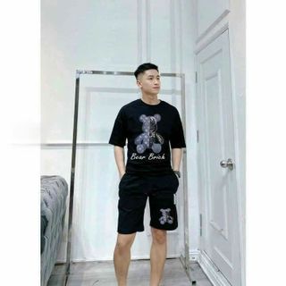 Đồ Bộ Nam Nữ Mặc Nhà , Đi Chơi , Dạo Phố Họa Tiết Hình Gấu Phối Chữ BEAR BRICH Chất Thun Dày, Mịn , Mát Form Dưới 70kg