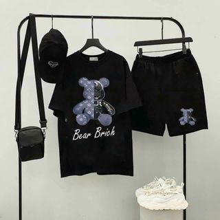 Đồ Bộ Nam Nữ Mặc Nhà , Đi Chơi , Dạo Phố Họa Tiết Hình Gấu Phối Chữ BEAR BRICH Chất Thun Dày, Mịn , Mát Form Dưới 70kg