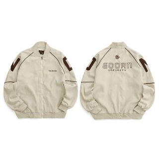 Áo Khoác Bomber In Chữ GOANN Form Rộng Unisex Nam Nữ Mặc Được Chất Da Lộn Lót Dù Cực Năng Động