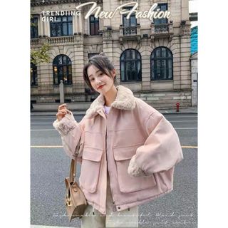 [Hot] Áo Khoác Đông Nữ Túi Hộp Chất Vải Dạ Xịn Sò Cổ và Bo Tay Phối Lông Sang Chảnh Túi Hộp Cá Tính