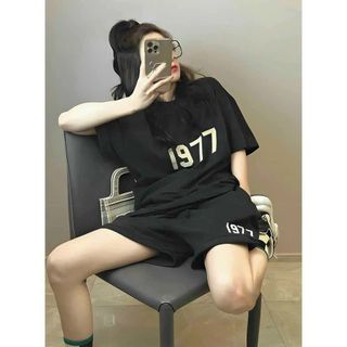 Set Bộ Đồ Thun Nam Nữ Mùa Hè Tay Lỡ Quần Đùi Logo Thêu Mặt Cười Co Giãn Thoáng Mát Mặc Nhà Đi Chơi Dạo Phố Siêu Đẹp