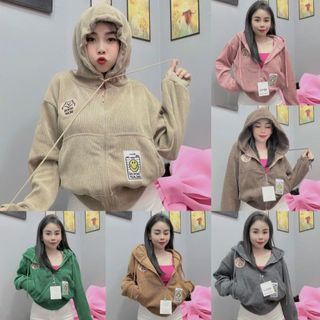 [Hot] Áo Khoác Nhung Gân 4 Túi Siêu Tiện Lợi Nón To Vải Dày Chống Nắng giữ Ấm Bốn Mùa Hót trend Shop Thủy Tiên_VN