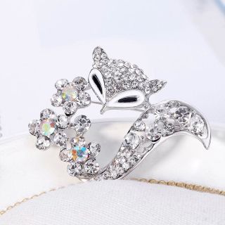 Cài áo hồ ly đính đá sang trọng phong cách cổ trang dành cho nam nữ