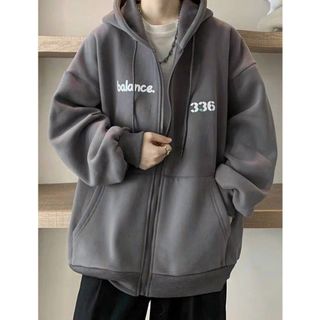 Áo Khoác Dây kéo Hình Thêu 336 Siêu Đẹp Tay Phồng Nón 2 lớp Form Rộng Unisex Dáng HànN