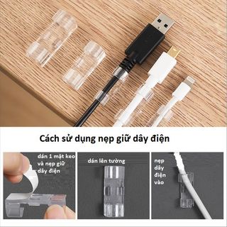 NẸP DÂY ĐIỆN DÁN TƯỜNG TREO GIỮ CỐ ĐỊNH DÂY SẠC, CÁP SẠC THÔNG MINH, BỘ KẸP ĐI DÂY ĐIỆN 20 CÁI CÓ KÈM KEO DÁN - NẸP DÂY ĐIỆN GIÁ SỈ
