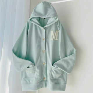 Áo Hoodie Áo Khoác Nỉ Cadigan Thêu Chữ M Nút Gài Nỉ Bông Form Rộng Có Nón Siêu Dễ Thương Ulzzang Hot