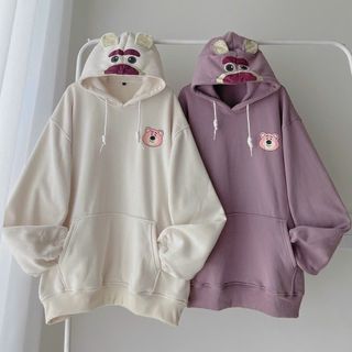 Áo khoác hoodie Nam Nữ chui đầu chất nỉ mềm mịn họa tiết hình gấu in nổi trên nón và thân siêu cute