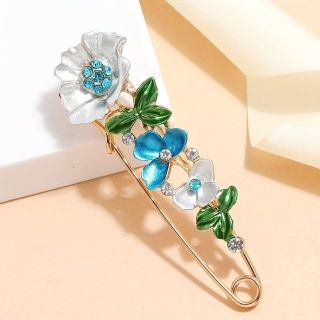 Ghim Cài Áo Hình Hoa Đính Đá Pha Lê Phong Cách vintage (màu xanh)