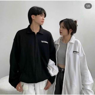 Áo khoác nỉ ngoại cổ bẻ basic thêu chữ the middle unisex ulzzang nam nữ