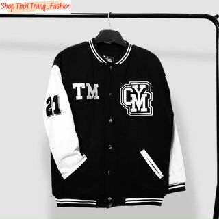 Áo Khoác Dù Bomber Unisex Kiểu Dáng Hàn Quốc in Chữ TM GYM Kèm Số 21 Cánh Tay Siêu Hot