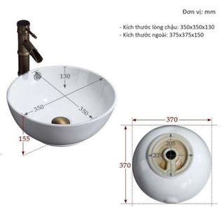 Chậu lavabo màu trắng kiểu tô loại đặt bàn, mã L451T