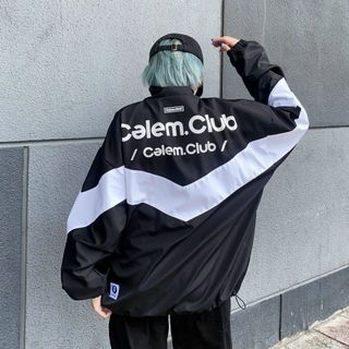 Áo Khoác dù Cổ Bẻ Calem.Club Đen Phối Màu form rộng năng động chất liệu dù 2 lớp cao cấp