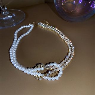 Vòng cổ thiết kế hai lớp phối hạt ngọc trai phong cách cổ điển thanh lịch cho nữ