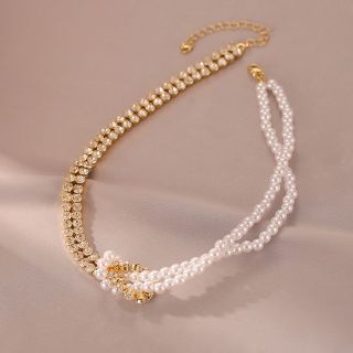 Vòng cổ thiết kế hai lớp phối hạt ngọc trai phong cách cổ điển thanh lịch cho nữ