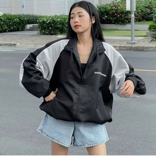 Áo Khoác dù 2 Lớp Cổ Bẻ Chữ Today Phối Màu - Teen Đẹp - Kiểu Áo Gió Bomber Khóa Kéo Zip Nam Nữ Couple Cặp Đôi