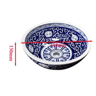 Chậu lavabo nghệ thuật với hoa văn vẽ tay thủ công độc đáo làm từ gốm sứ