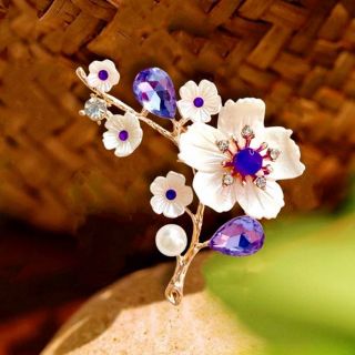 GHIM CÀI ÁO HÌNH CÀNH HOA ĐÍNH PHA LÊ TÍM THỜI TRANG CAO CẤP LẠ MẮT DÀNH CHO NỮ